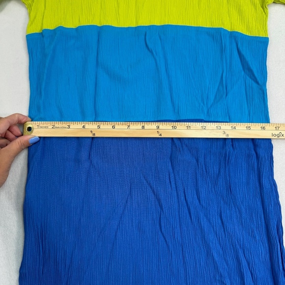 Diane Von Furstenberg Short Sleeve Gauze Midi Dress Womens SZ Large Multi Color - Picture 6 of 9